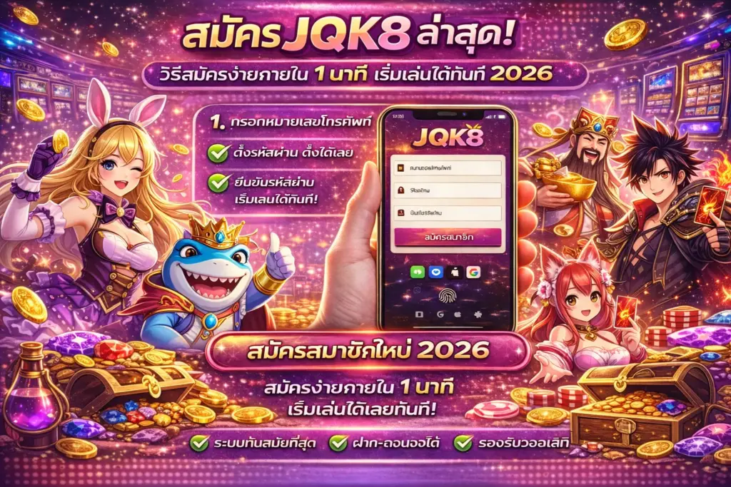 สมัคร JQK8 ล่าสุด วิธีสมัครง่ายภายใน 1 นาที เริ่มเล่นได้ทันที 2026